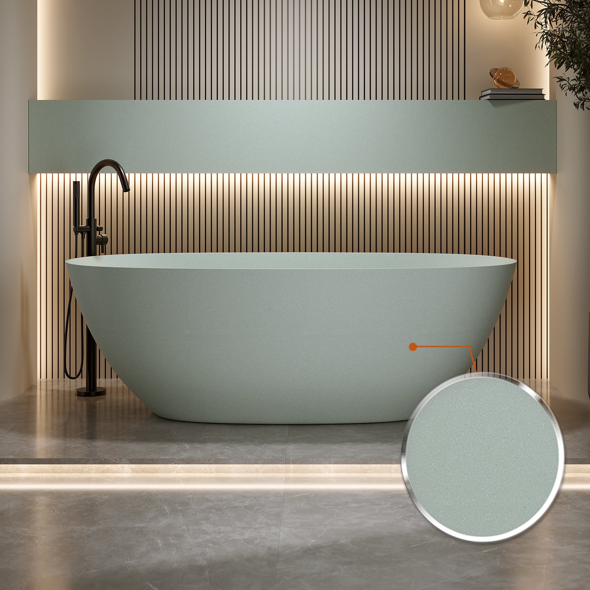 69'' Freestanding Bathtub Resin Stone Soaking Bathtub