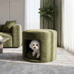 Green Pet Friendly Ottoman with Removable Pet Cushion