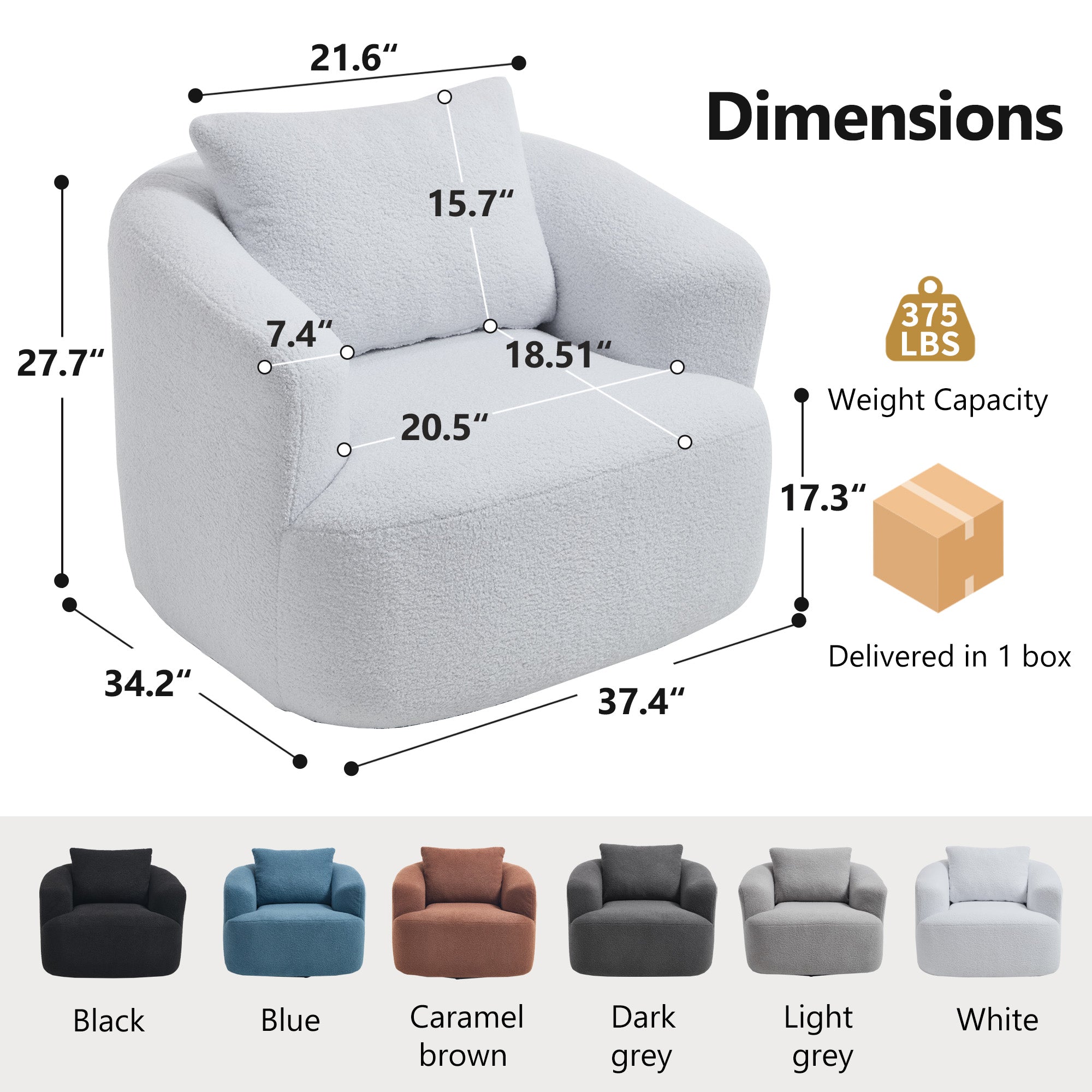360° Swivel Round Upholstered Comfy Chair