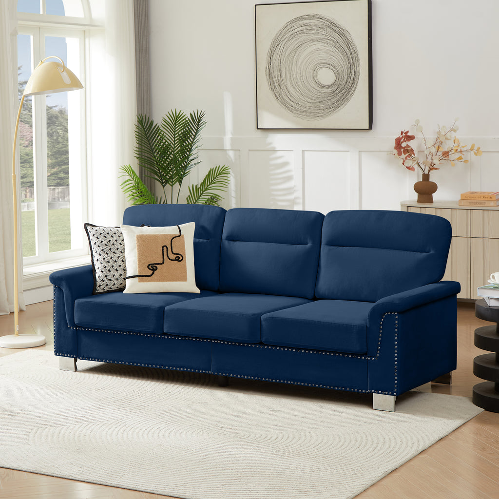 82" Modern Compressed Snowfleece Fabric 3-Seater Sofa