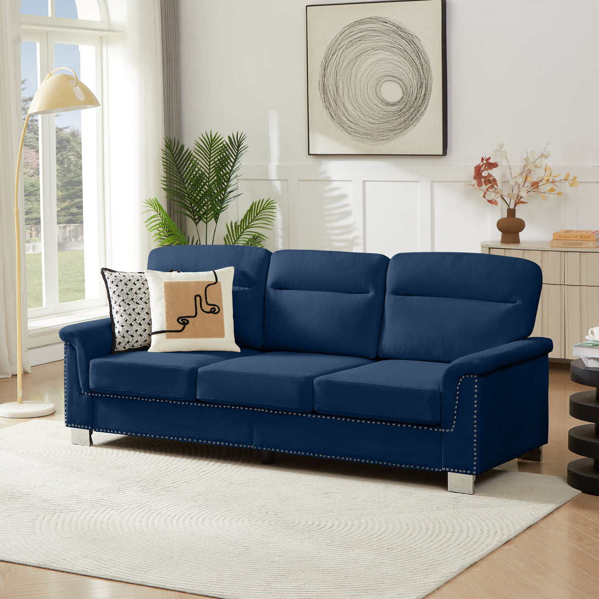 82" Modern Compressed Snowfleece Fabric 3-Seater Sofa