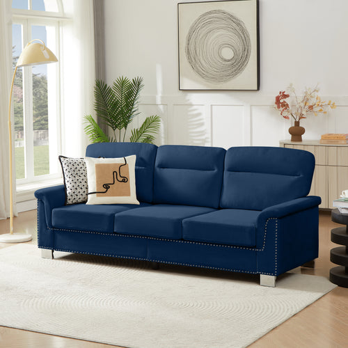 82" Modern Compressed Snowfleece Fabric 3-Seater Sofa