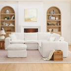 107'' Modern Boucle L-shaped Sectional Sofa with Moveable Ottoman