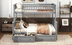 Twin Over Full Bunk Bed with Drawers, Convertible Beds