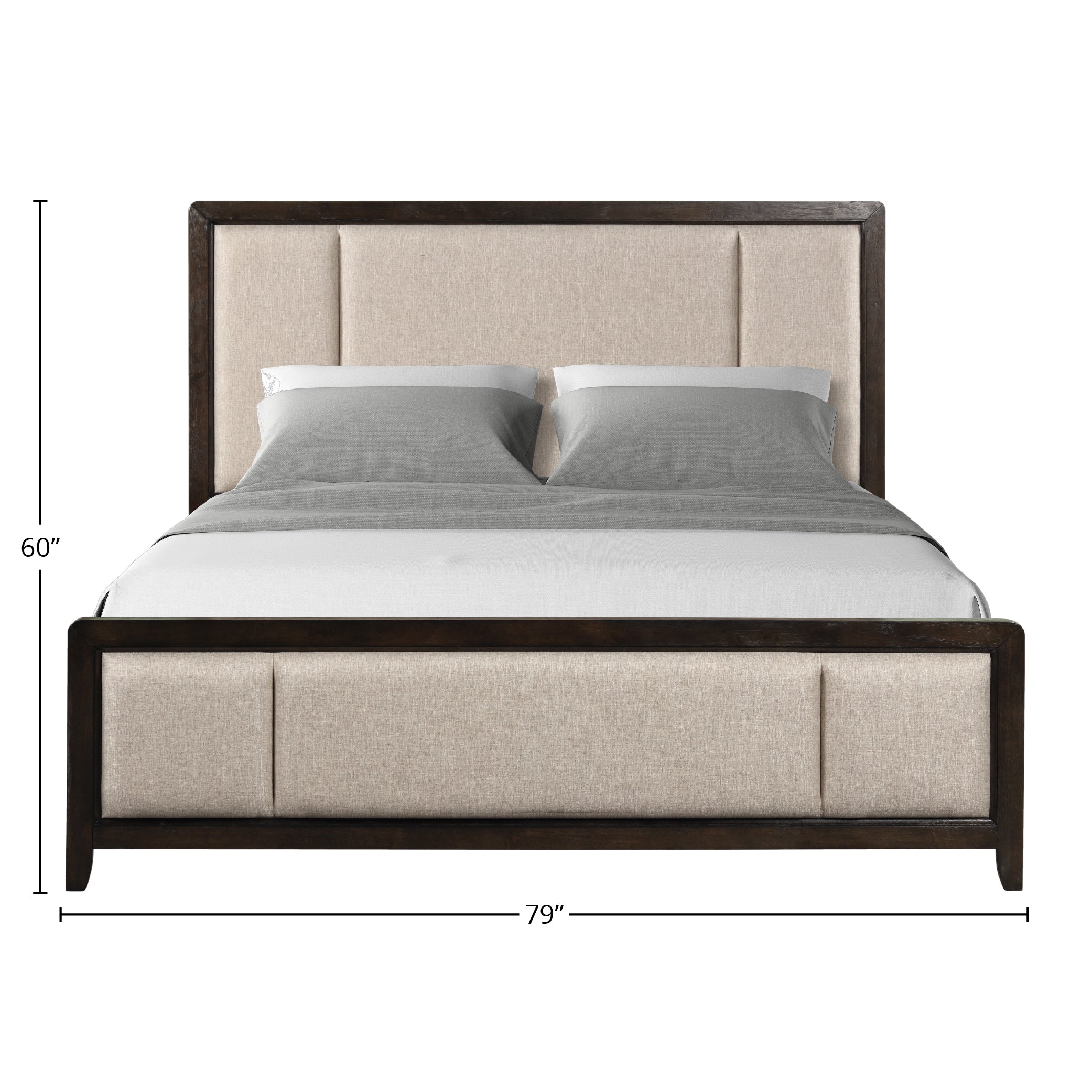 King Upholstered Headboard & Footboard Antique