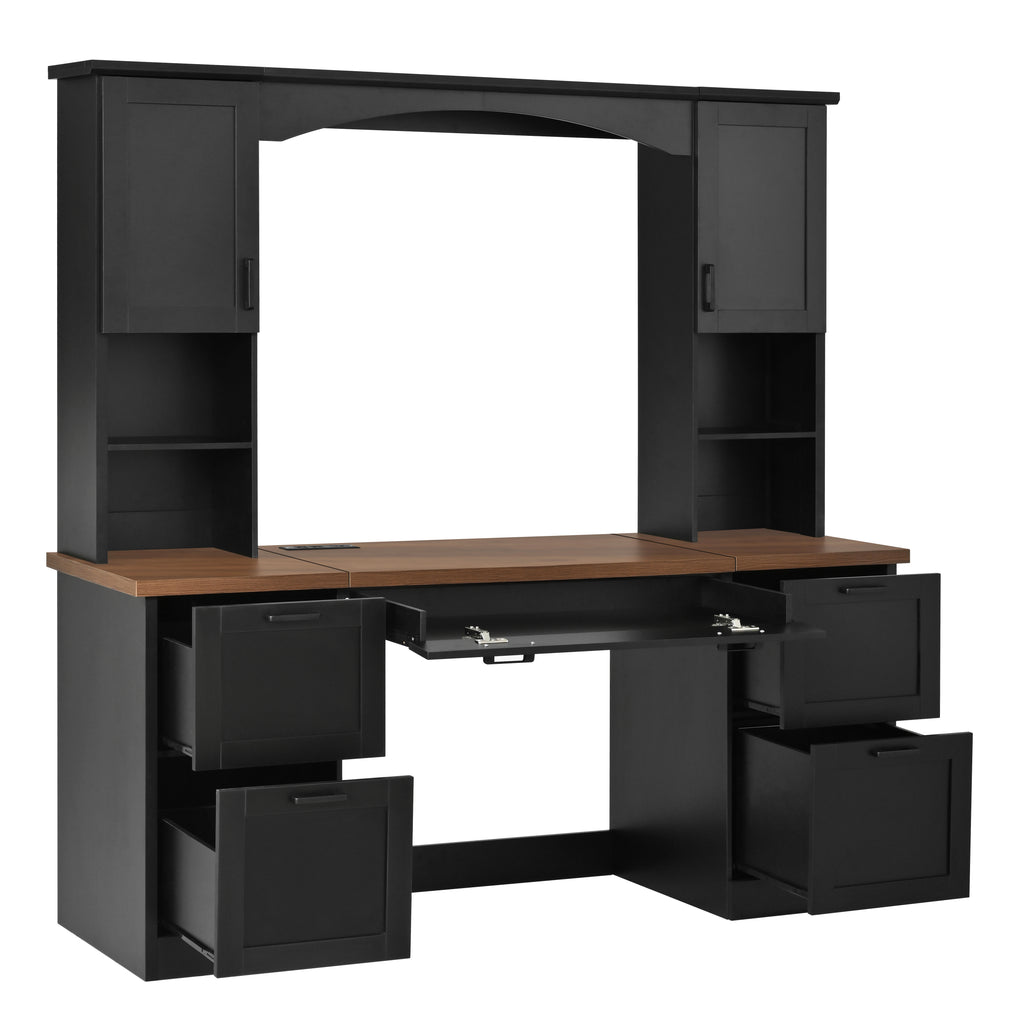 On-Trend Farmhouse Arched Computer Desk with Hutch