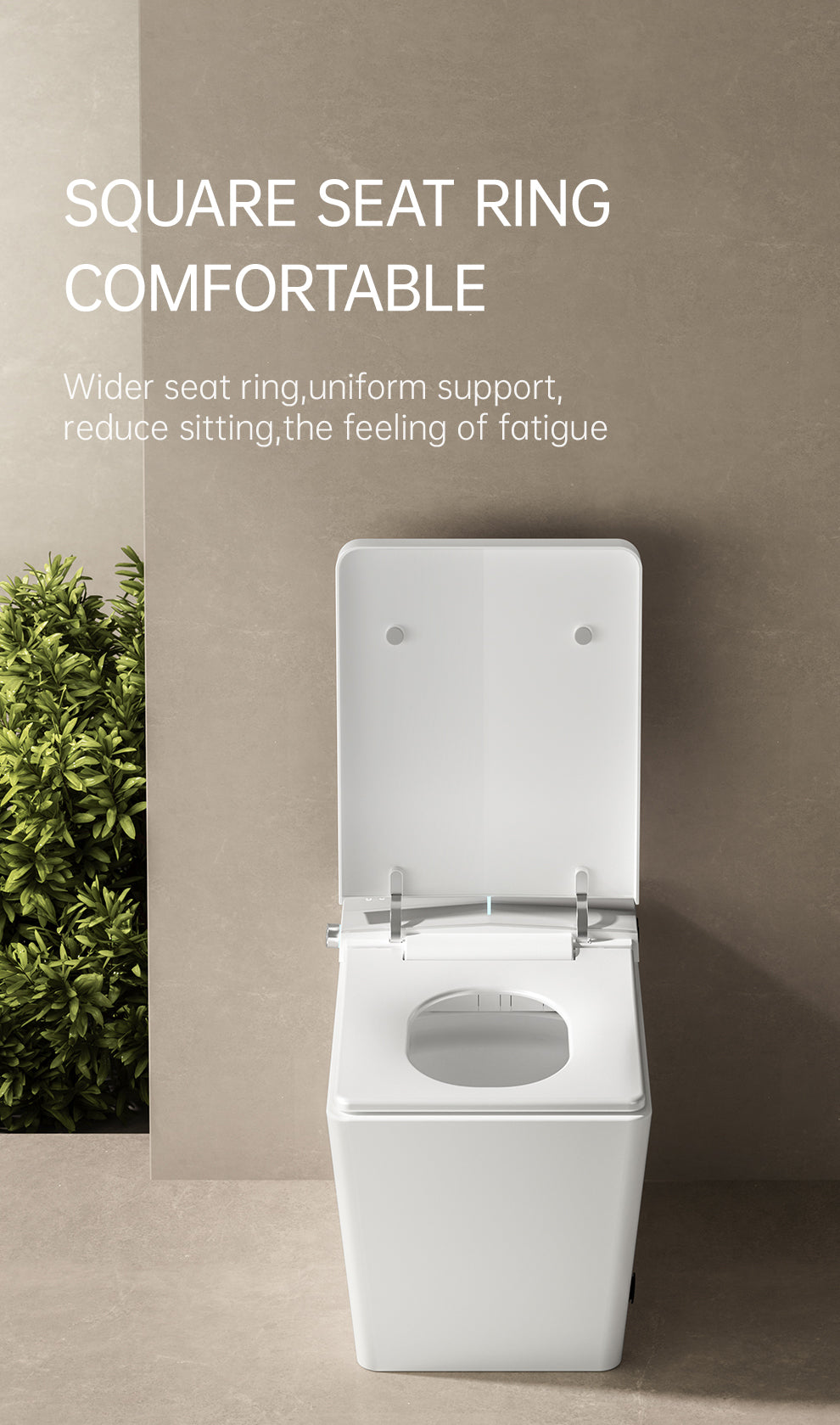 Square Smart Toilet with Built-in Tank