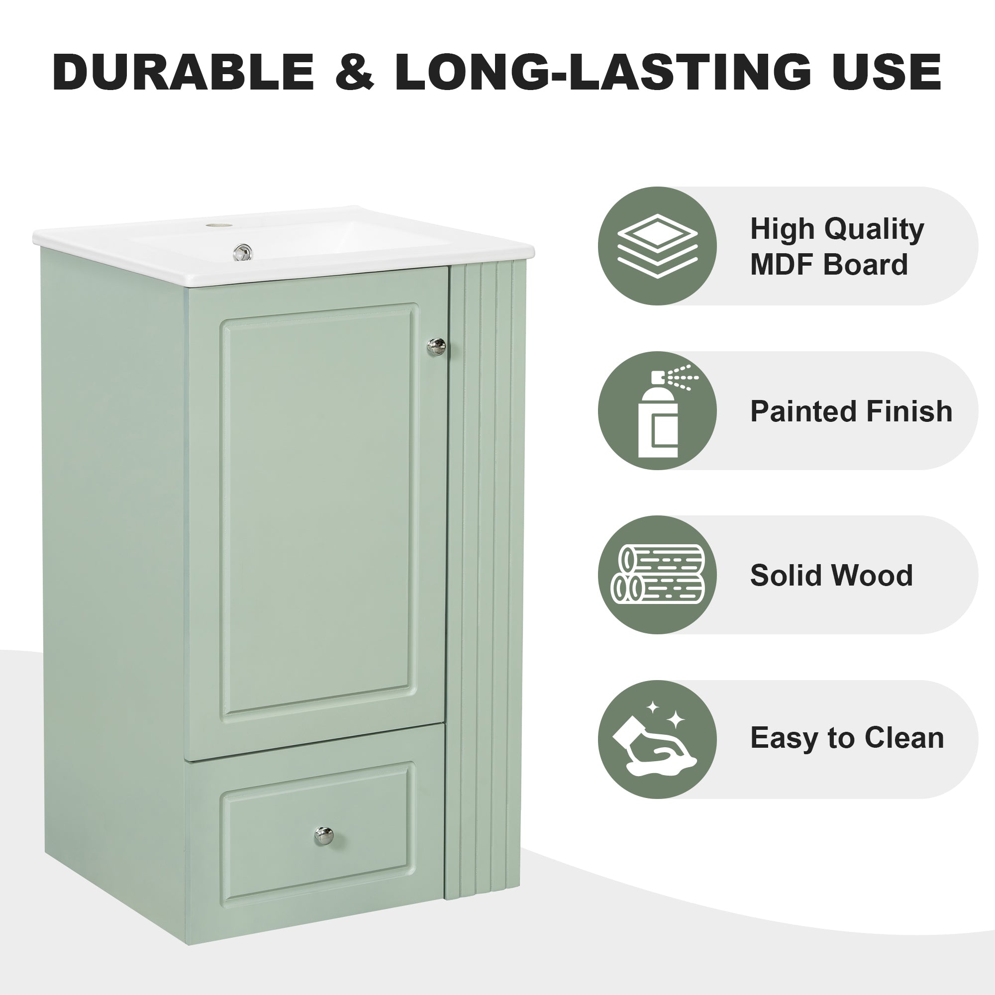 20" Freestanding Bathroom Vanity With Ceramic Sink