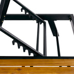 Black Iron + Teak Finish Chaise Lounge Frame