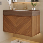 30" Modern Wall-Mounted Bathroom Vanity with Ceramic Sink