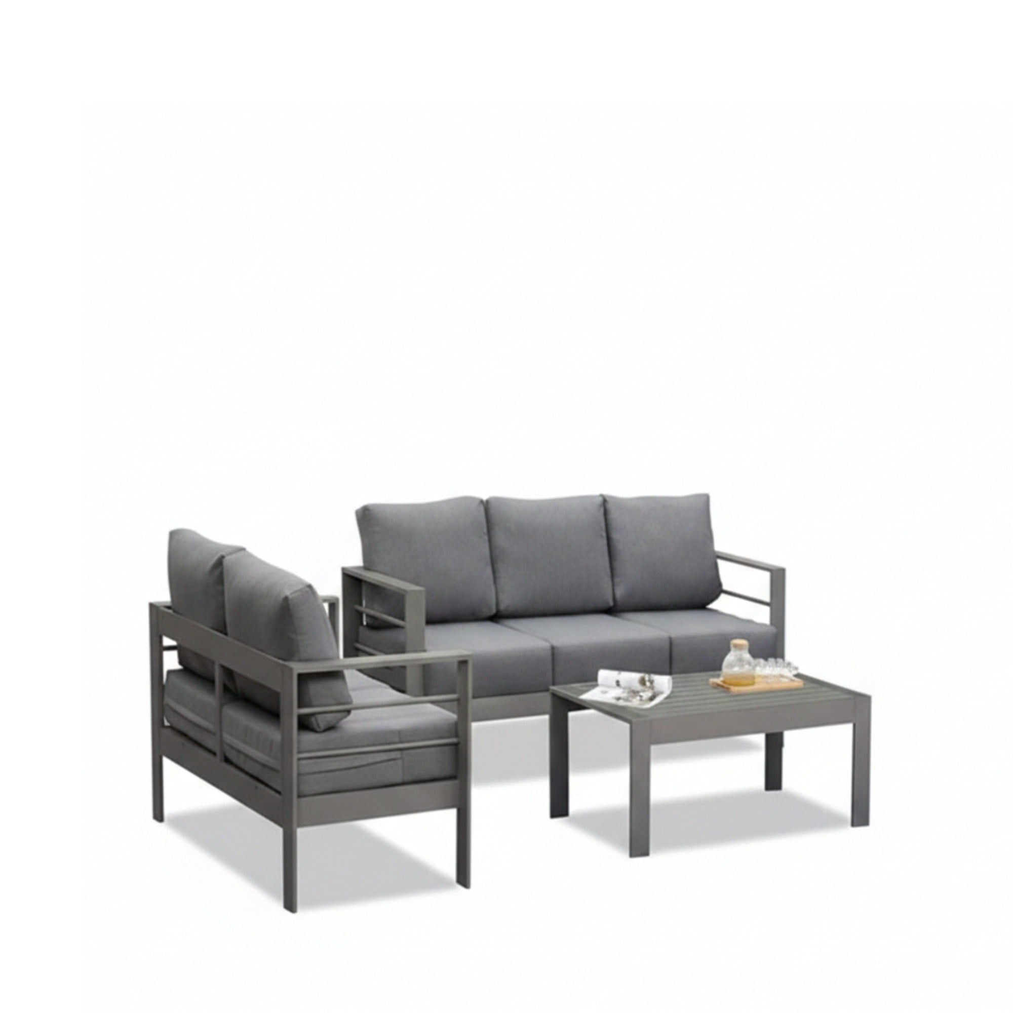 3-Piece Modern Aluminum Patio Conversation Set