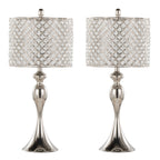 27" Contemporary Metal Table Lamp Set in Polished Nickel