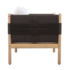 Outdoor Acacia Wood Loveseat with Diamond Rope Weave & Cushions, Light Teak
