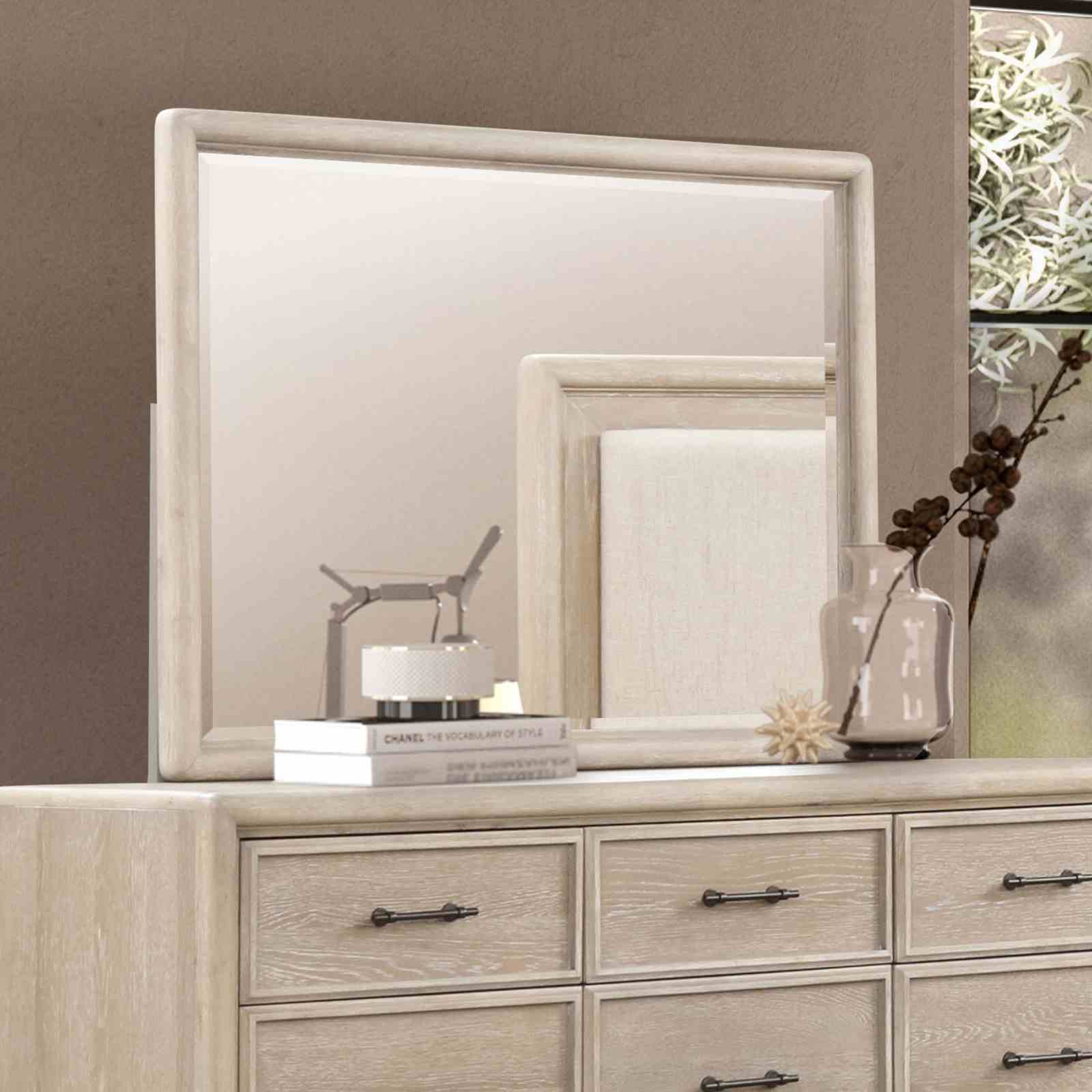 Oak Finish Eight Drawers Dresser With Mirror