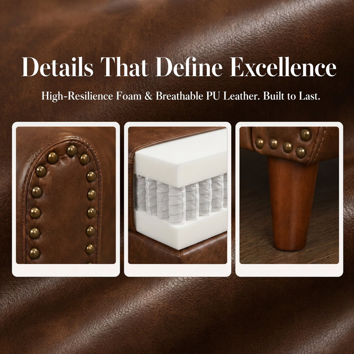 Breathable Faux Leather Sofa Set for Living Room