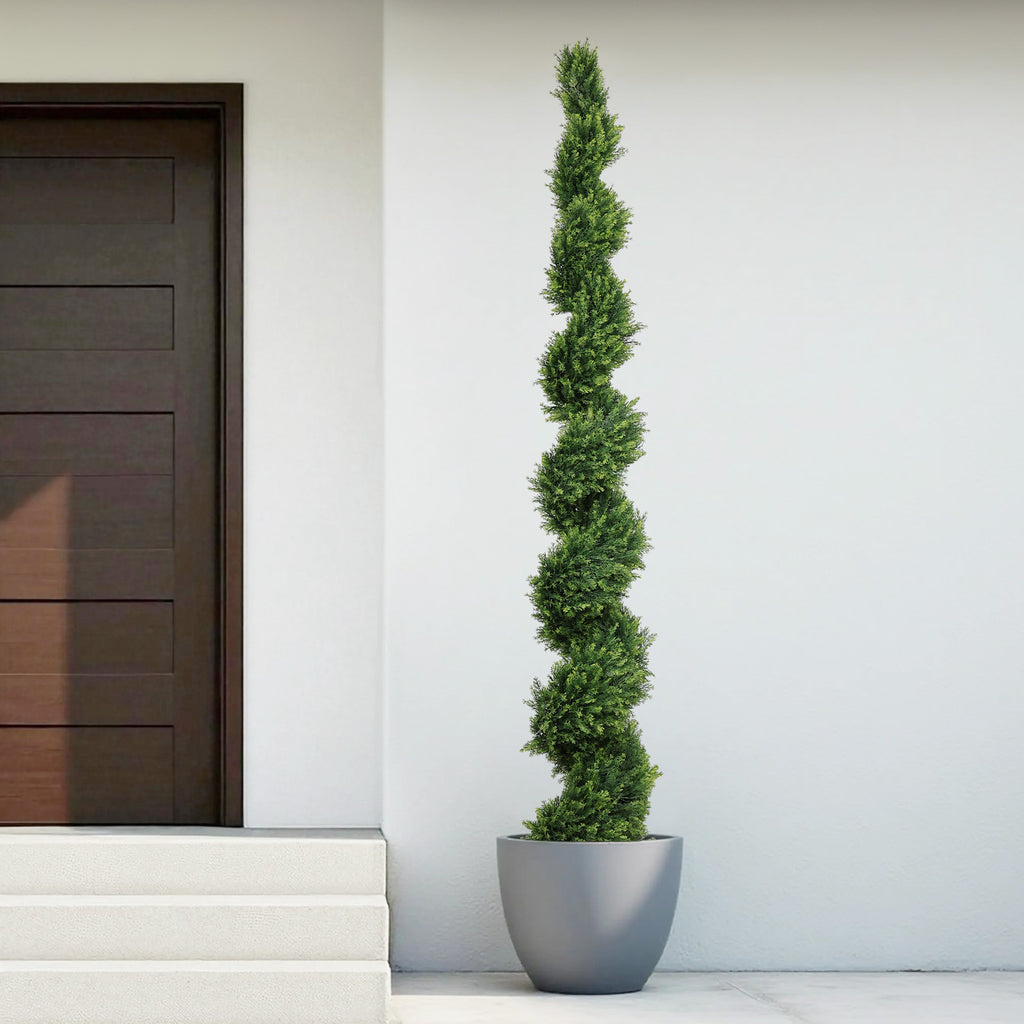 7FT Tall Artificial Two-Tone Cypress Pine Tree – Realistic Lifelike Faux Greenery with