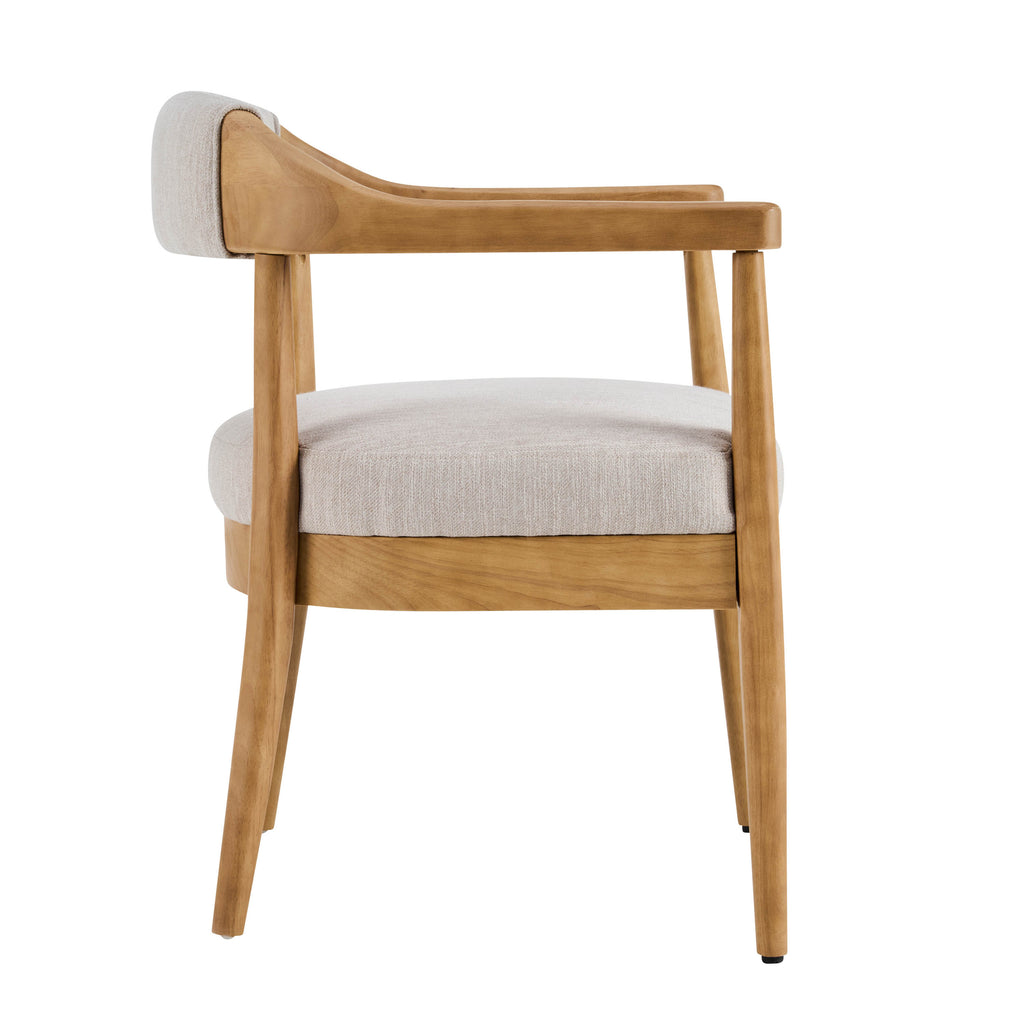 Wood Frame Upholstered Dining Chairs with Armrests - Set of 2