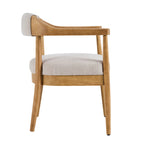 Wood Frame Upholstered Dining Chairs with Armrests - Set of 2