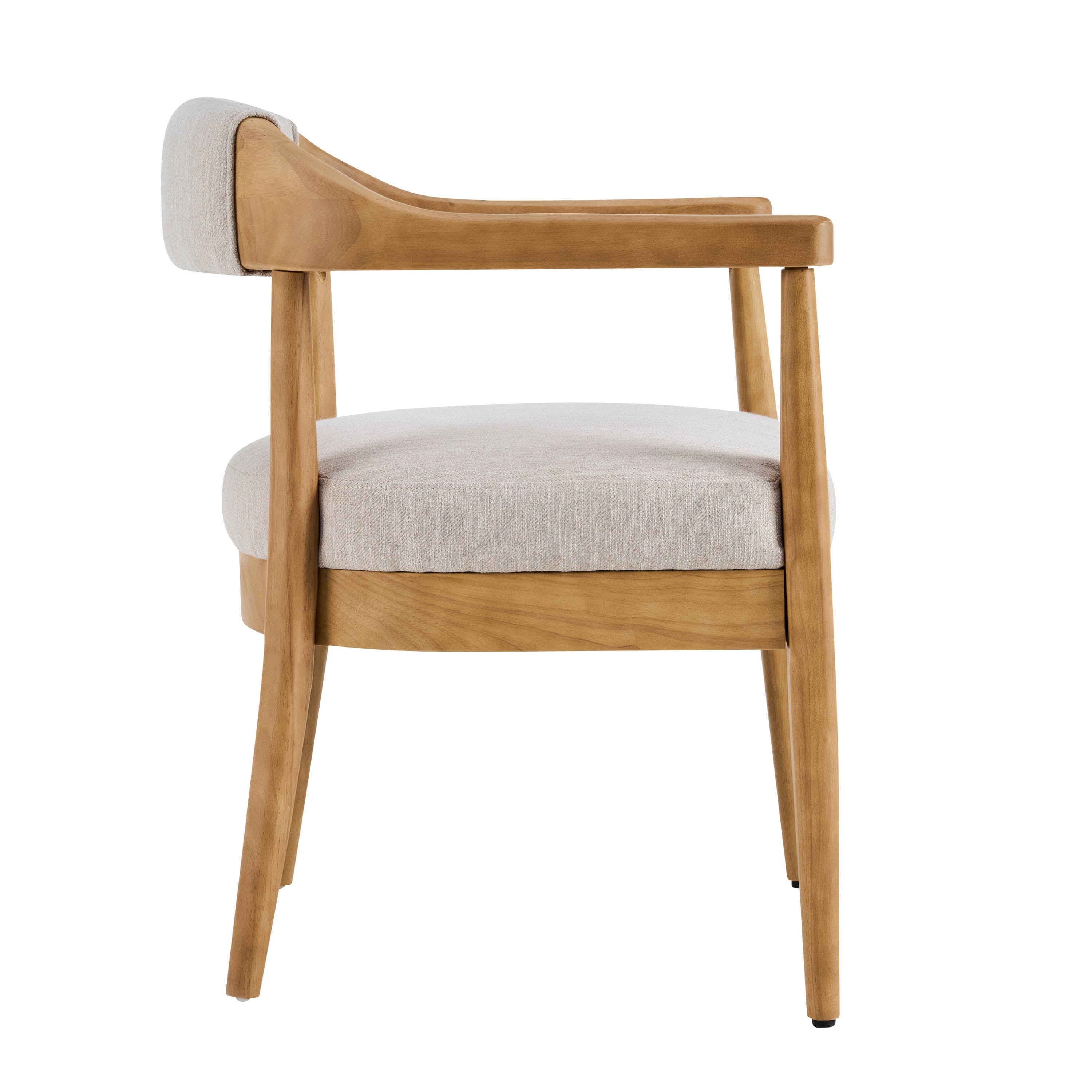 Wood Frame Upholstered Dining Chairs with Armrests - Set of 2