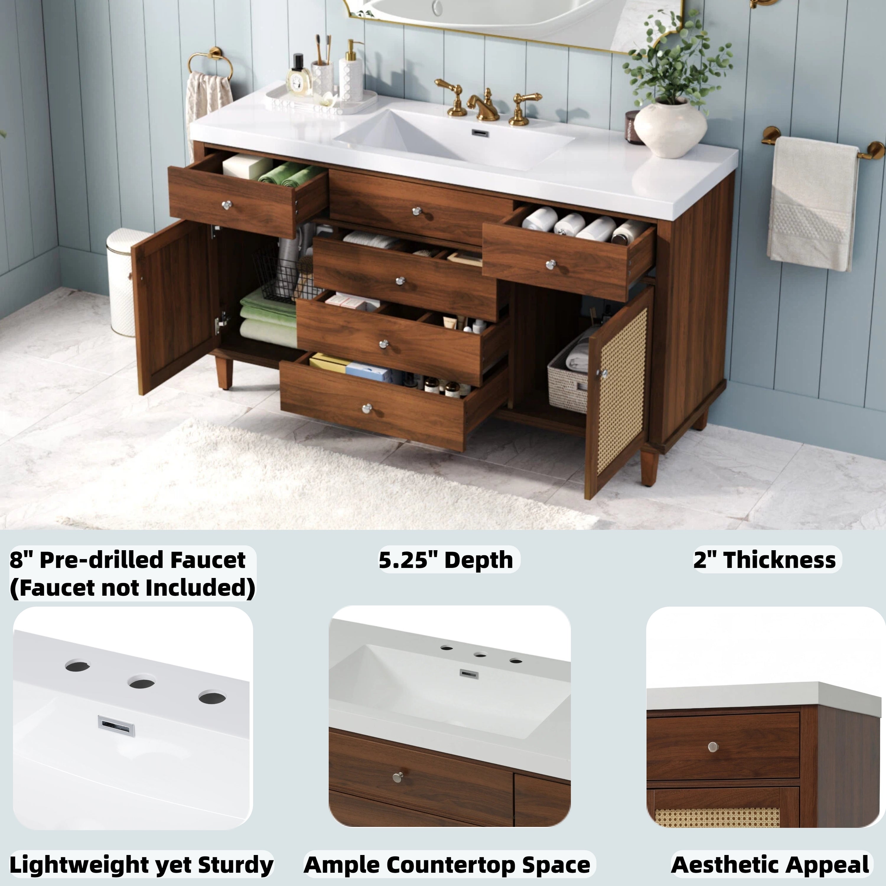 60" Bathroom Vanity with SMC Sink