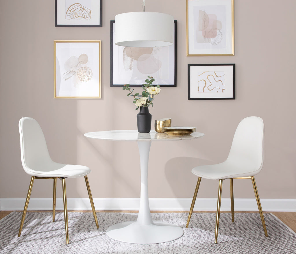 Modern Table with Round Marble Top
