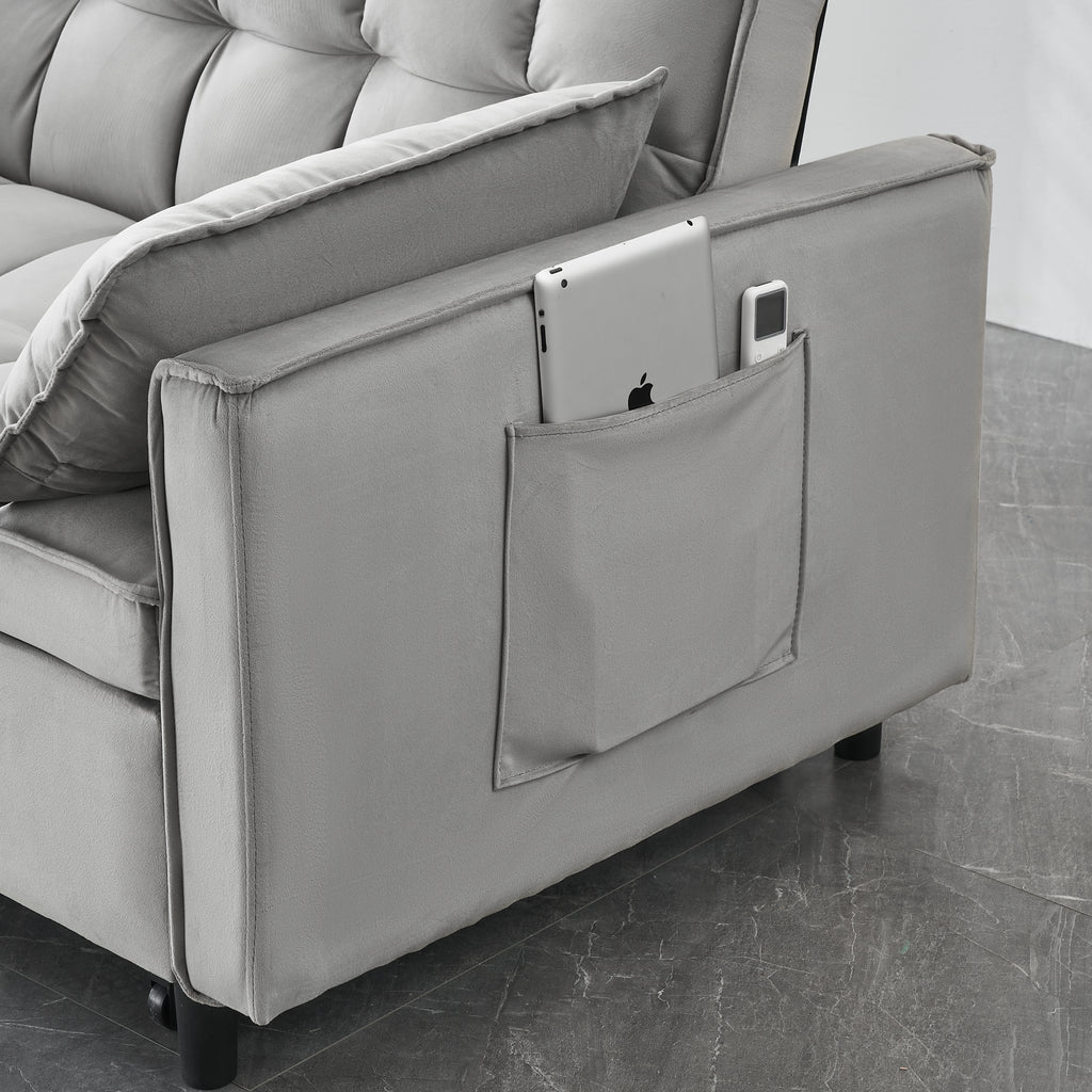Modern Velvet Loveseat Futon Sofa Couch Pullout Bed