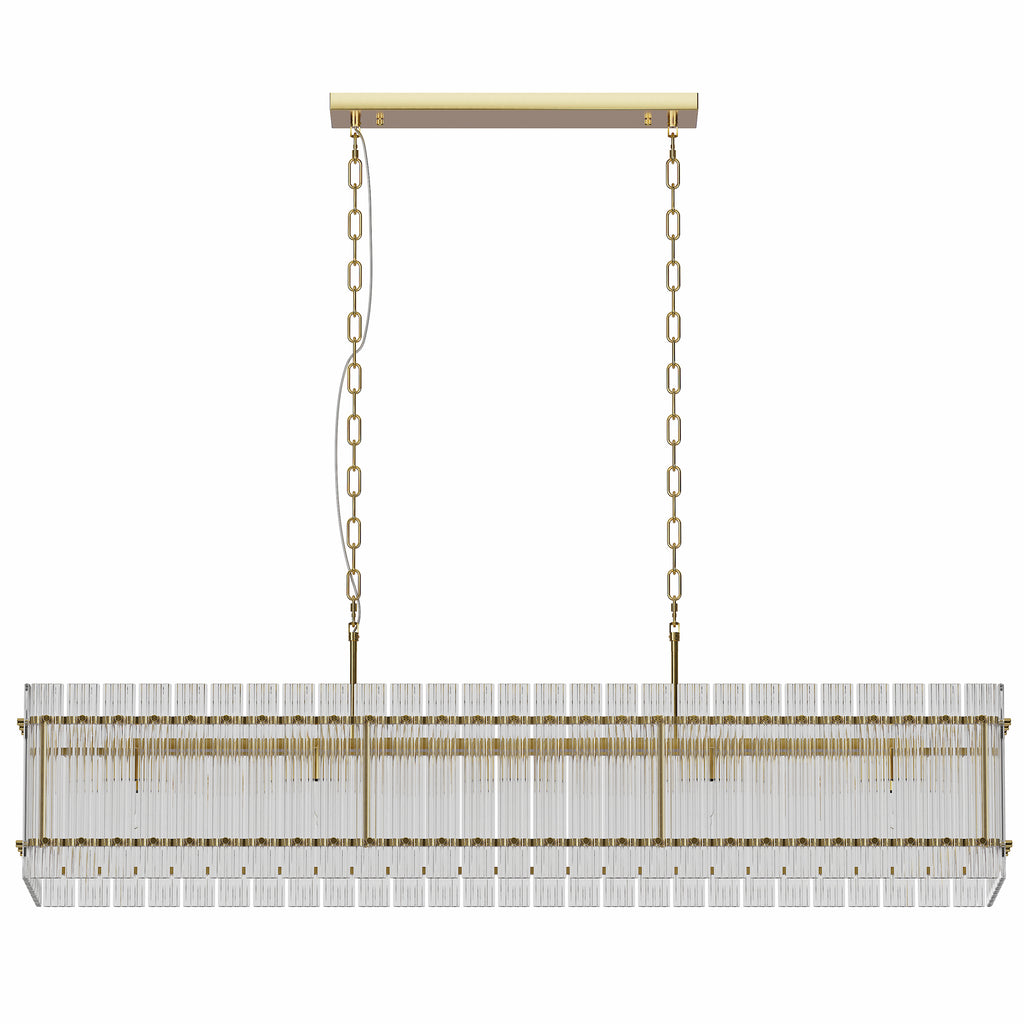 Modern Rectangular Crystal Glass Chandelier