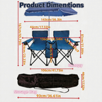 Portable Double Folding Beach Chair Set with Umbrella