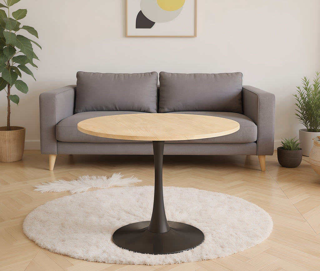 Modern Round Dining Table with Metal Base