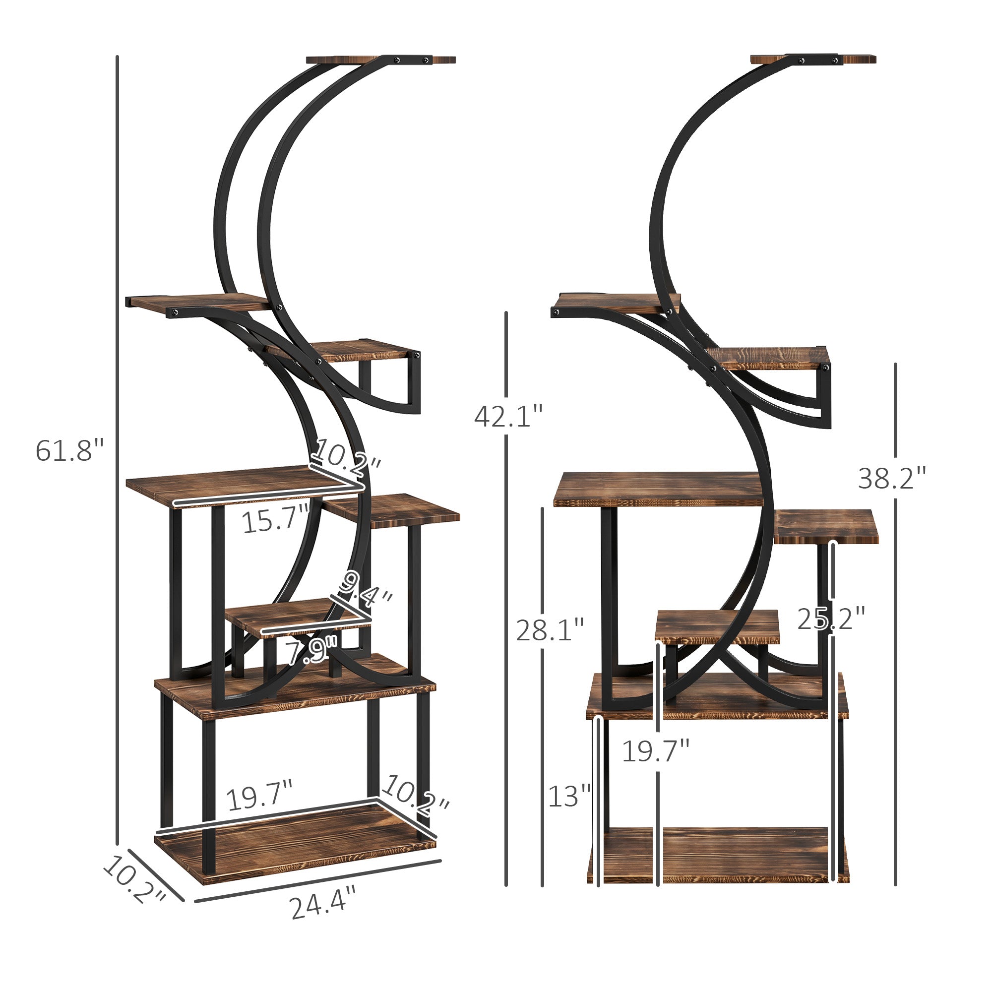 S-Shaped Plant Stand - 8 Tier Plant Shelf for Multiple Plants