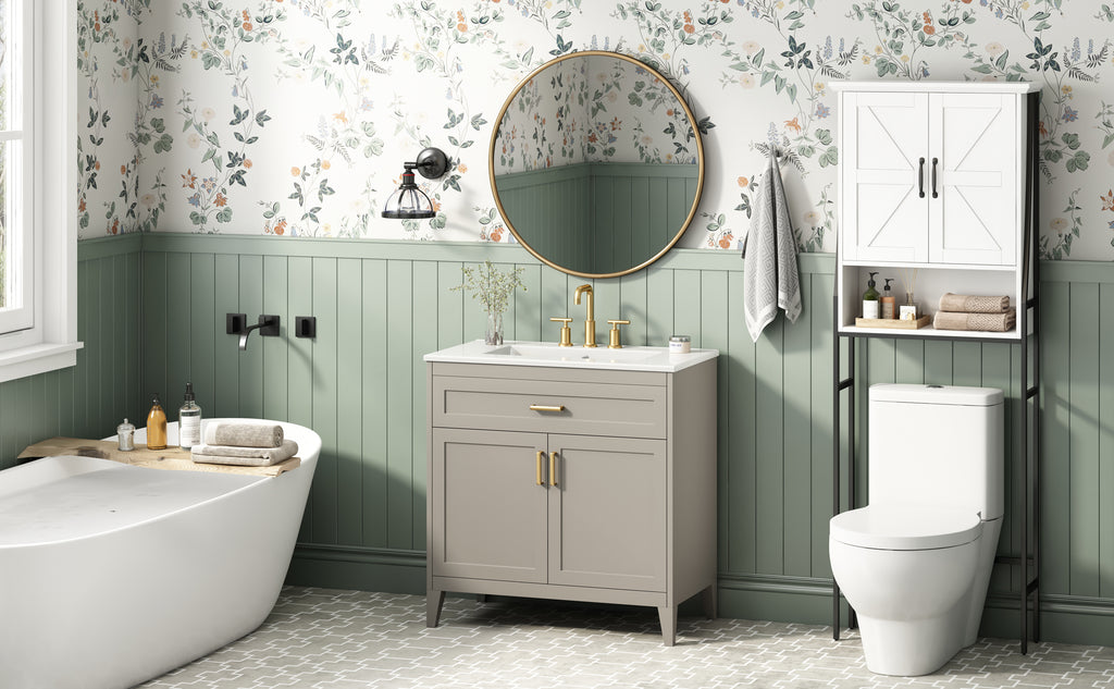 30" Bathroom Vanity with Ceramic Sink Top