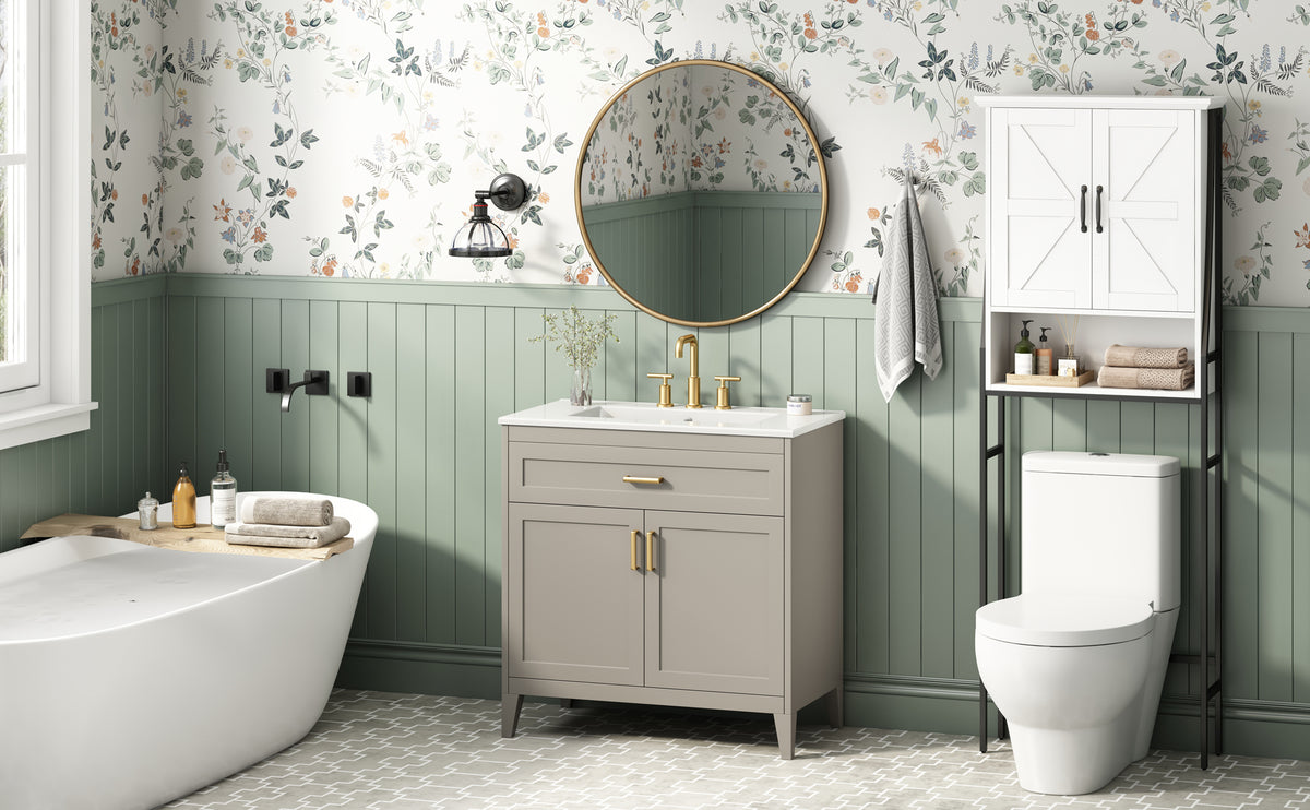 30" Bathroom Vanity with Ceramic Sink Top