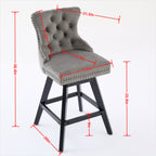 Swivel Velvet Barstools with Button Tufted Decoration