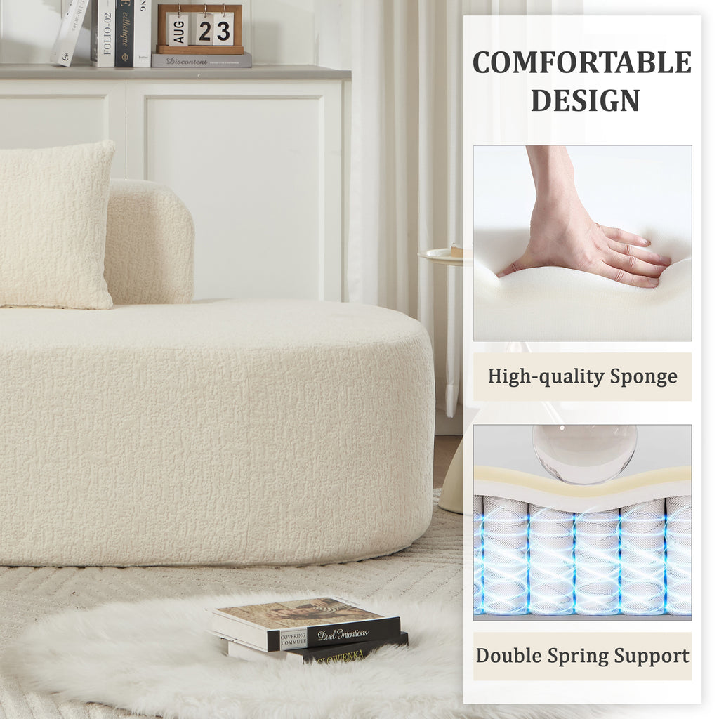 Boneless Curved Sectional Sofa with Pillows - White