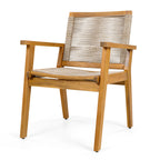 Outdoor Dining Chairs Set of 2, Teak Finish Wood Frame and Mix