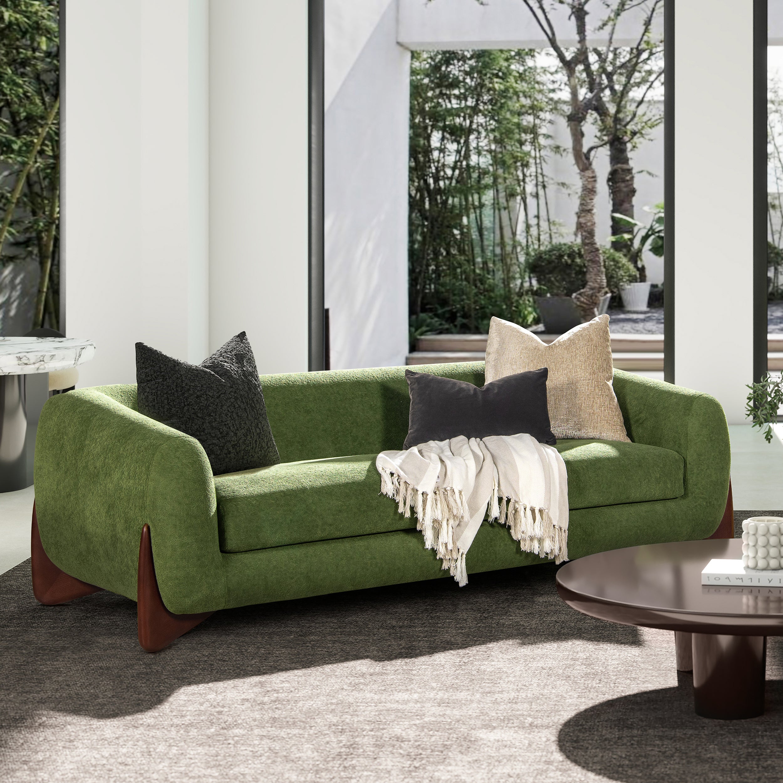 Alpine 90.5" Sherpa Sofa, Moss