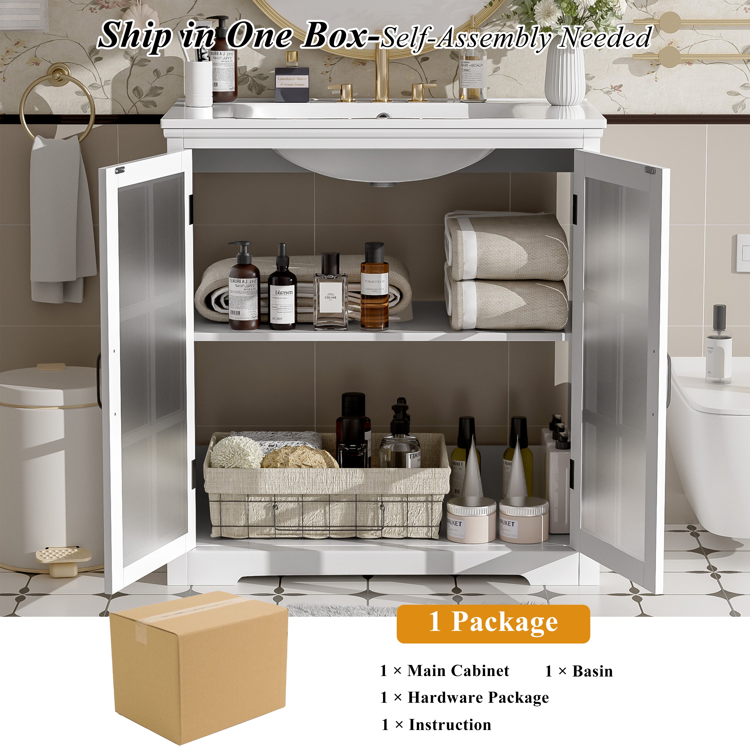 30" Modern Bathroom Vanity with Ceramic Sink