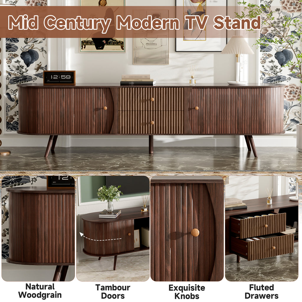 Mid Century Modern TV Stand for Up to 80 Inch TVs