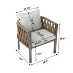 2-Pieces Outdoor Metal Patio Club Chair Set