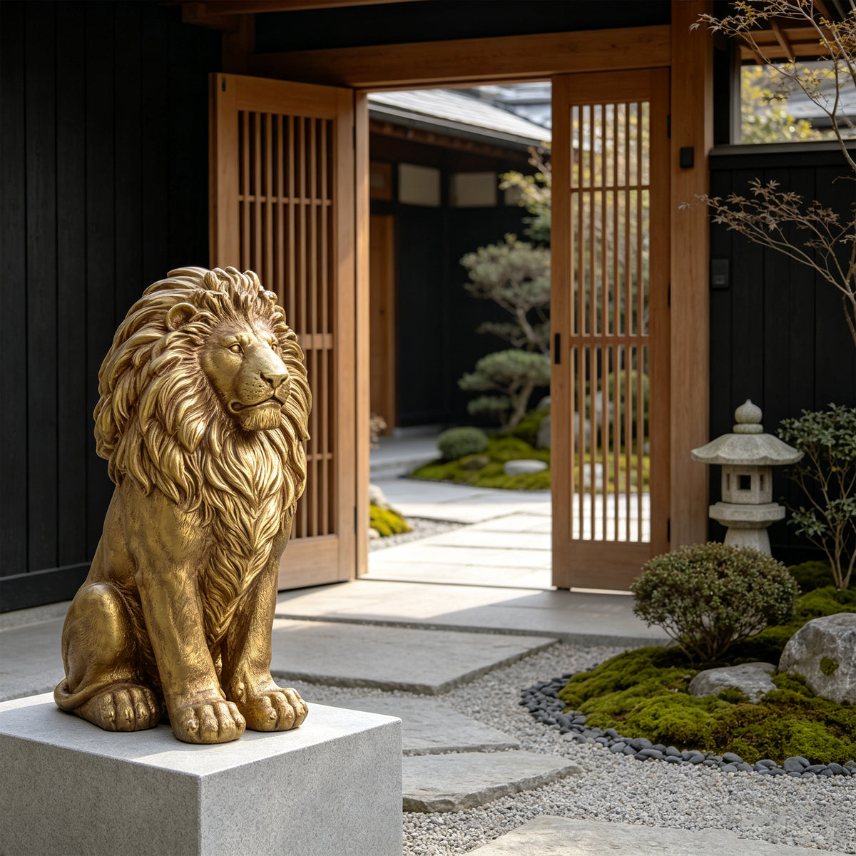 24" Outdoor Lion Statue