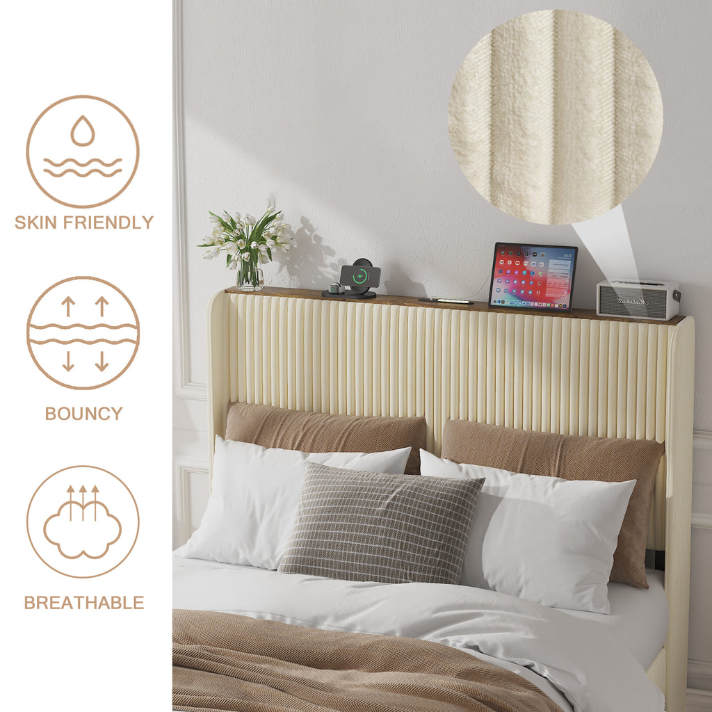 Full Size Platform Bed with Charging Station