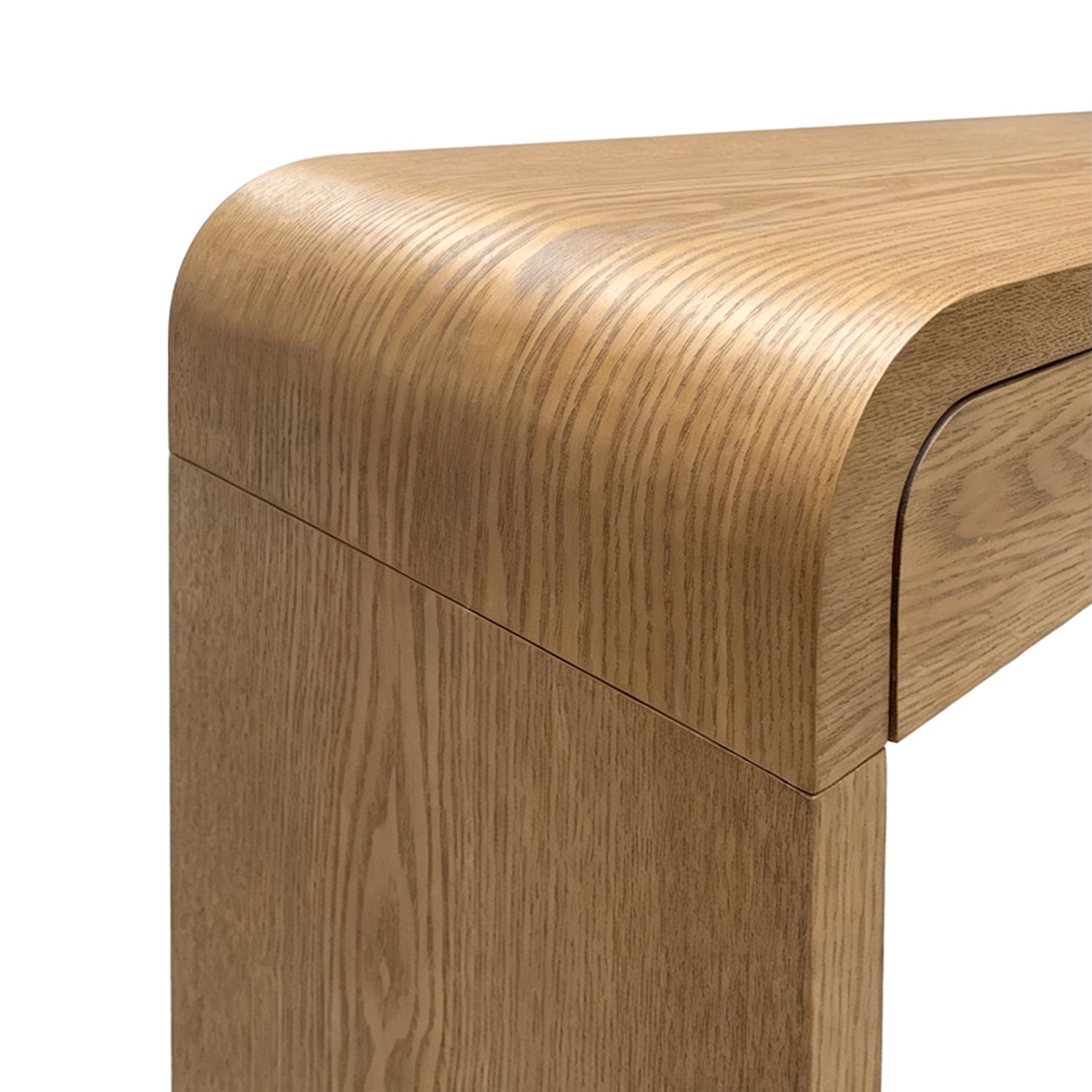 Walnut Curved Design 3-Drawer Long Console Table