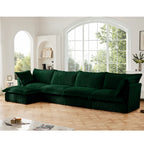 Slipcovered L Shape Sectional Long Sofa Couch