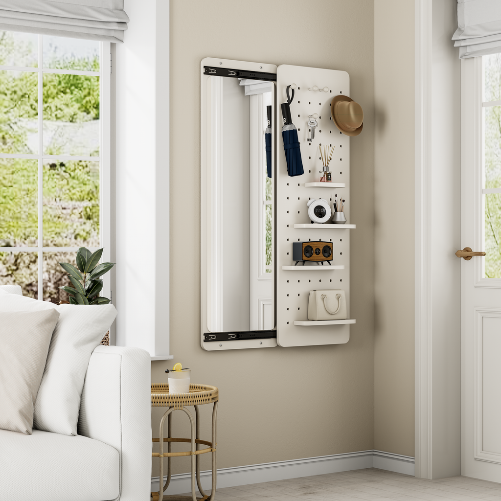 Wall-Mounted Full-Length Mirror - 47.6 x 15.7 Inch - White