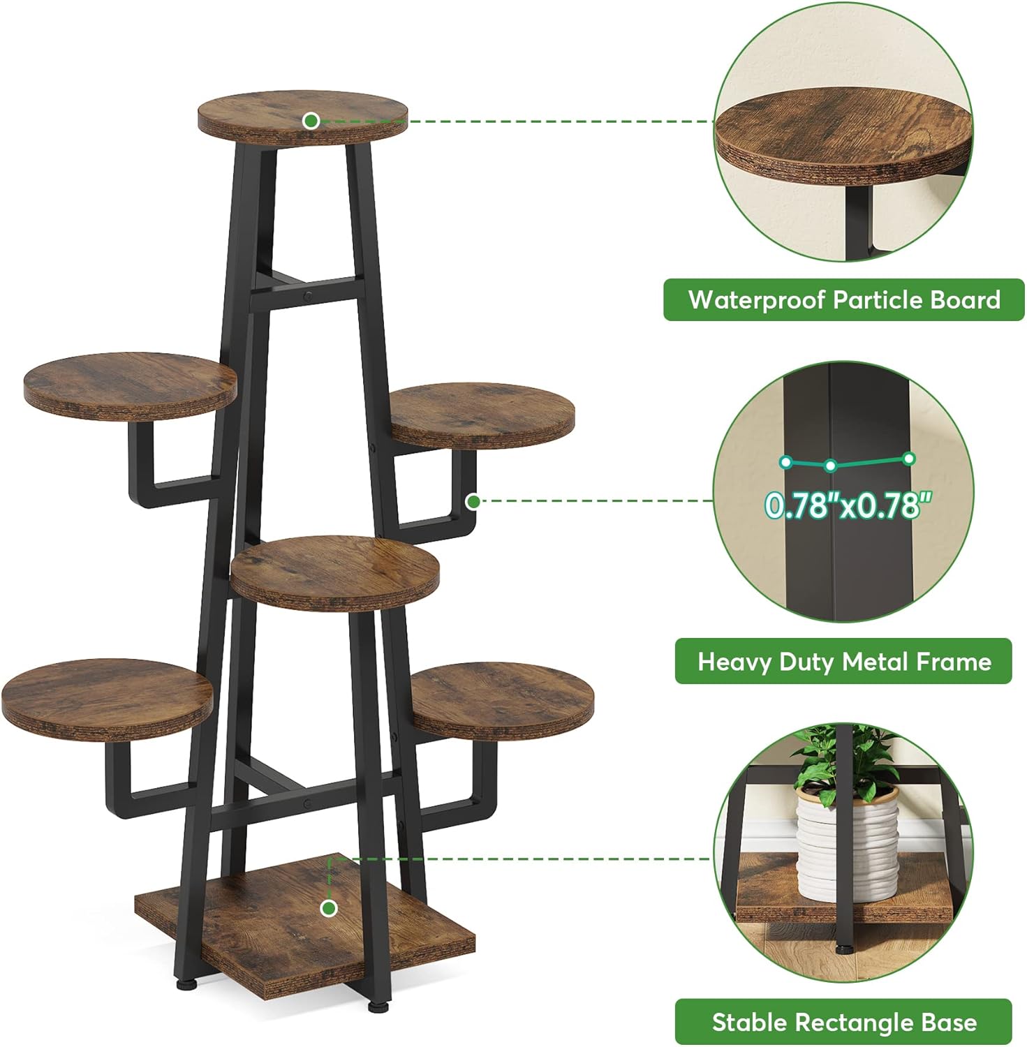 43.30" Tall 7-Tier Rustic Display Shelf