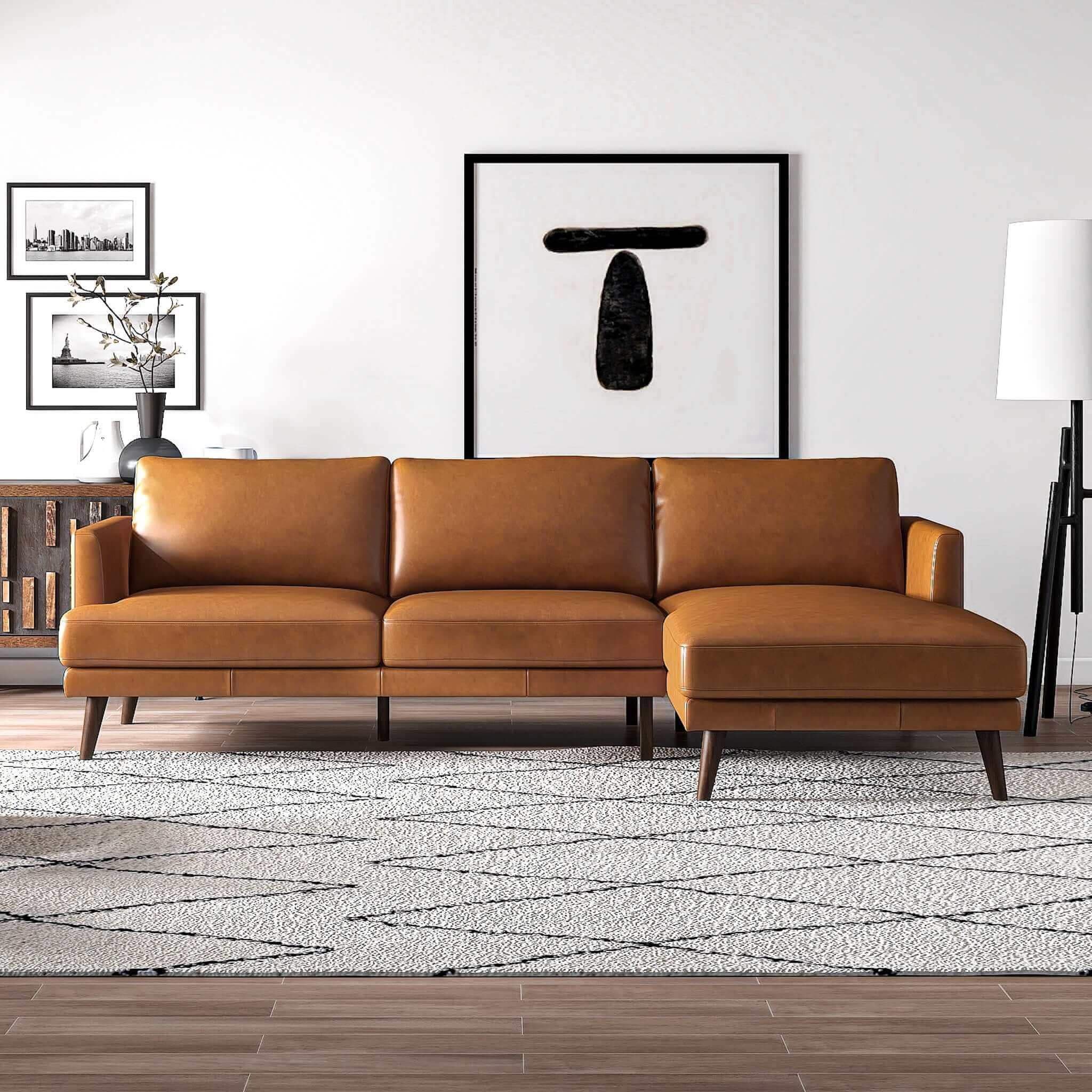 Lore L-Shaped Genuine Leather Sectional
