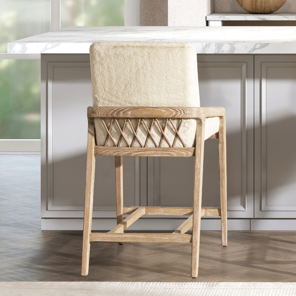 Arizona 25.5" Solid Ash Wood Upholstered Counter Stool