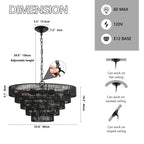 24" Rustic 5-Tier Black Pendant Light Chandelier