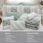 9 Piece Cotton Percale Comforter Set Aqua Queen