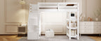 Twin Size Loft Bed with Shelves and Storage Staircase